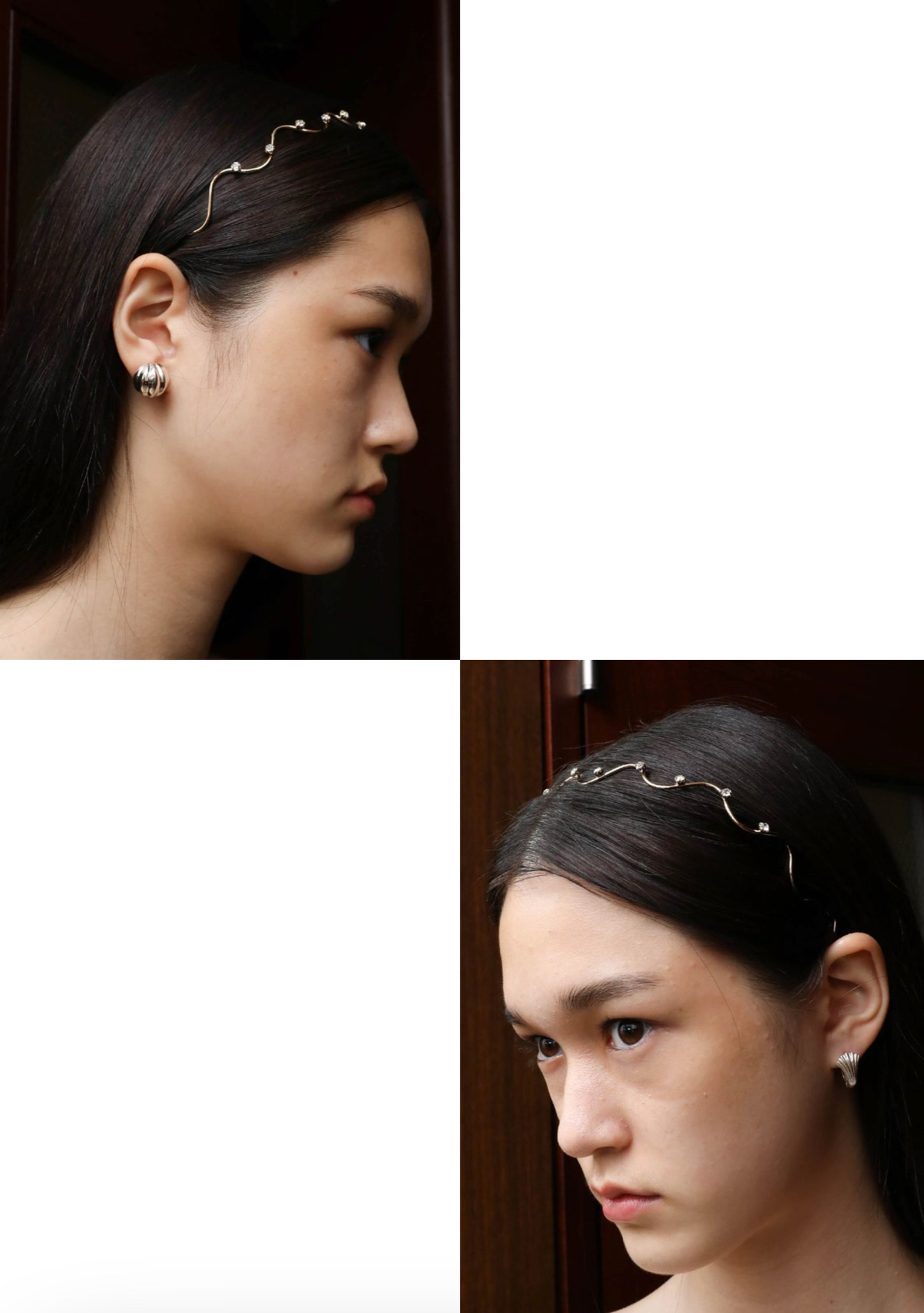 SCHO Ariel Wave Cream Velvet Crystal Hairband main image 1