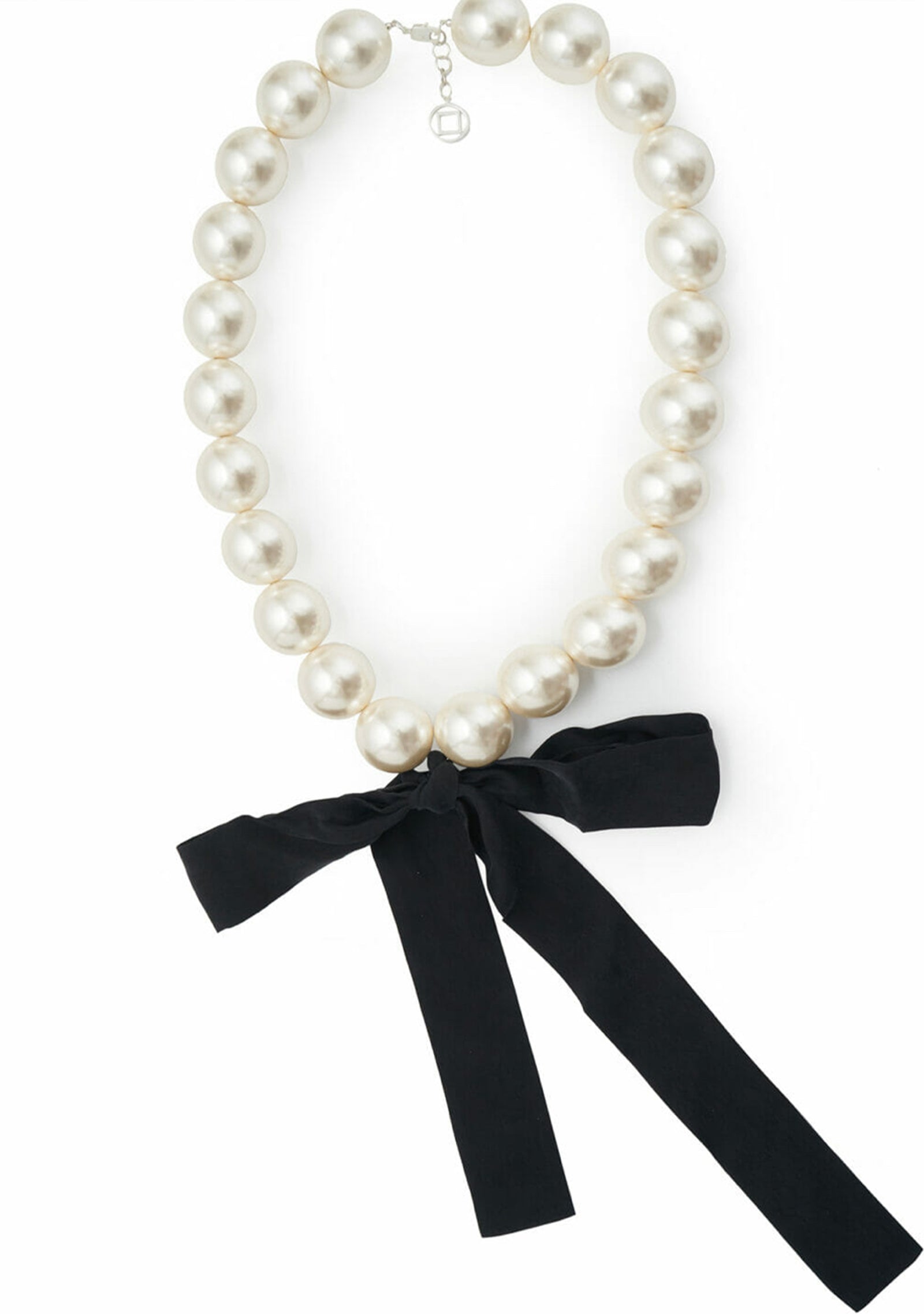 KIMHEKIM BIG RIBBON EMBELLISHED FAUX-PEARL NECKLACE (WHITE